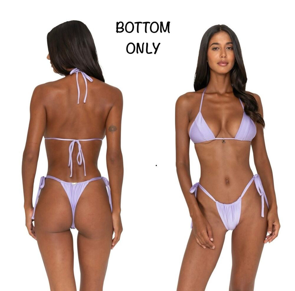 FAE Swim Birdie Lilac Tie Side Thong String Bikini Bottom Sz M NWT